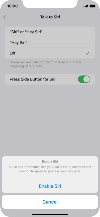 Press Enable Siri. Press Enable Siri.