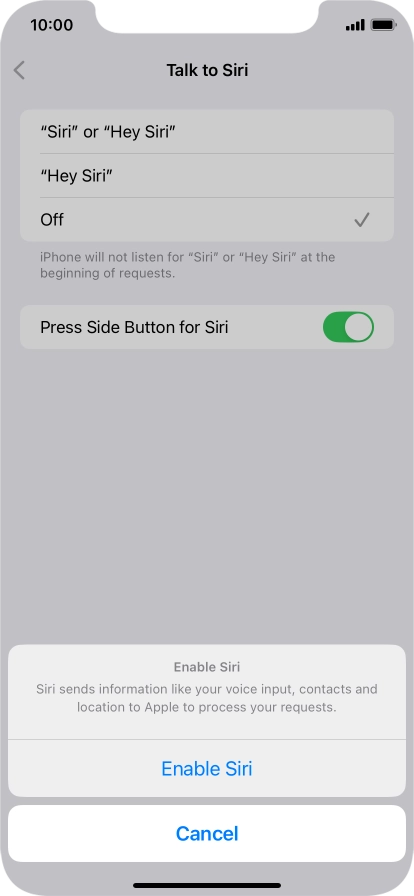 Press Enable Siri. Press Enable Siri.