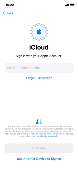 Press Email or Phone Number and key in the username for your Apple ID.