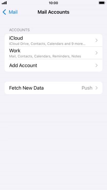 Press the name of the Exchange email account you've just set up.