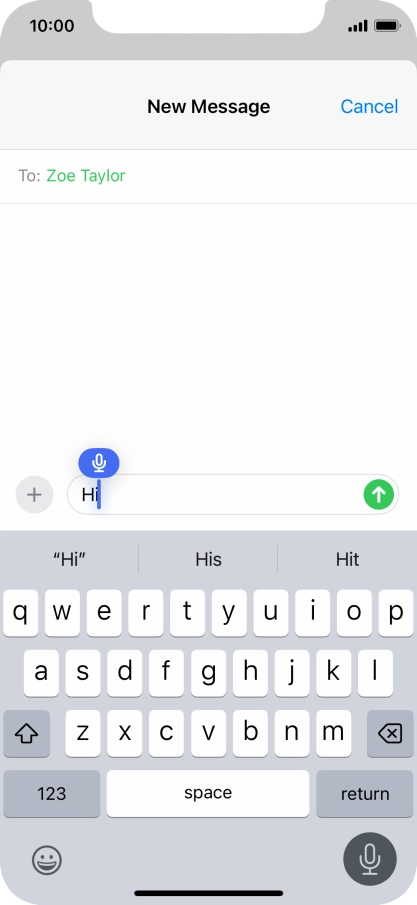 Press the microphone icon to end dictation.