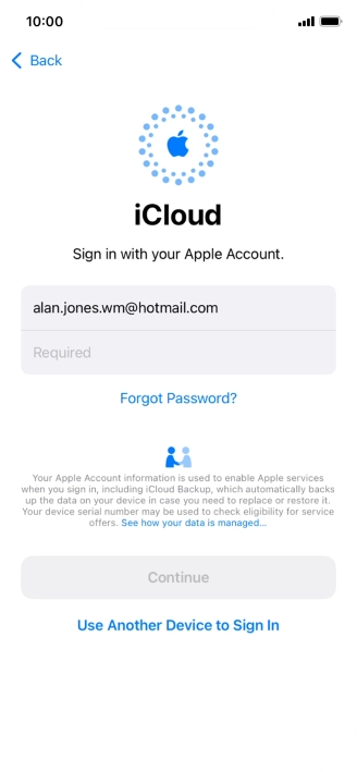 Press Required and key in the password for your Apple ID.