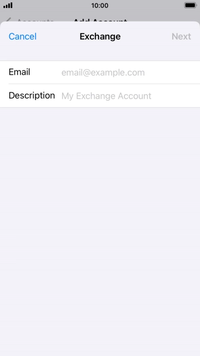 Press Email and key in your email address.