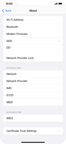 Your phone's EID number is displayed below EID.