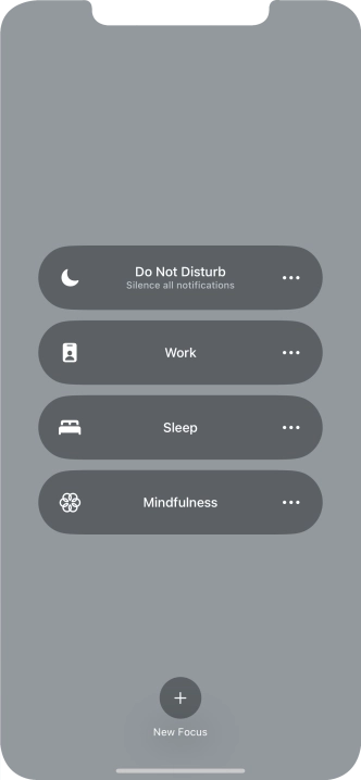Press the required focus mode to activate or deactivate it immediately.
