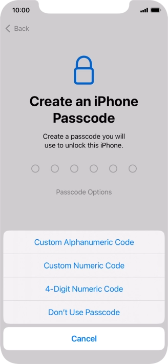 Follow the instructions on the screen to turn on use of phone lock code or press Don't Use Passcode. Follow the instructions on the screen to turn on use of phone lock code or press Don't Use Passcode.