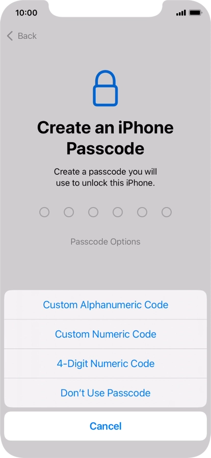 Follow the instructions on the screen to turn on use of phone lock code or press Don't Use Passcode. Follow the instructions on the screen to turn on use of phone lock code or press Don't Use Passcode.