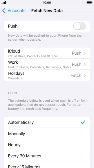 If you turn off the function, press the required setting.