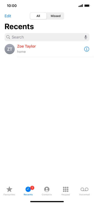 Press the information icon next to the required phone number. Press the information icon next to the required phone number.