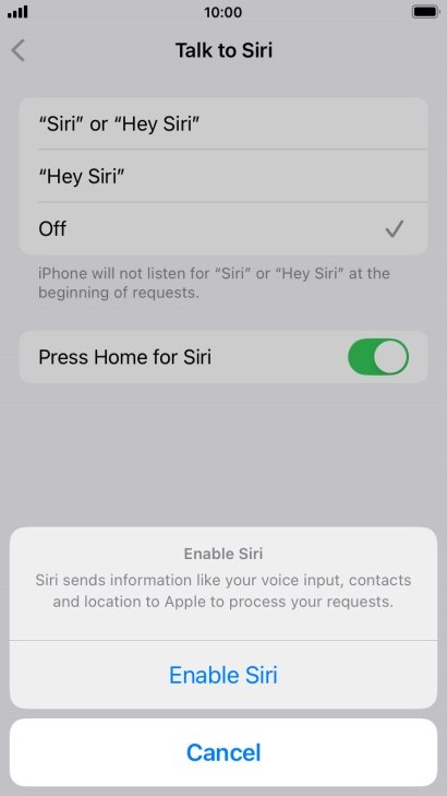 Press Enable Siri.