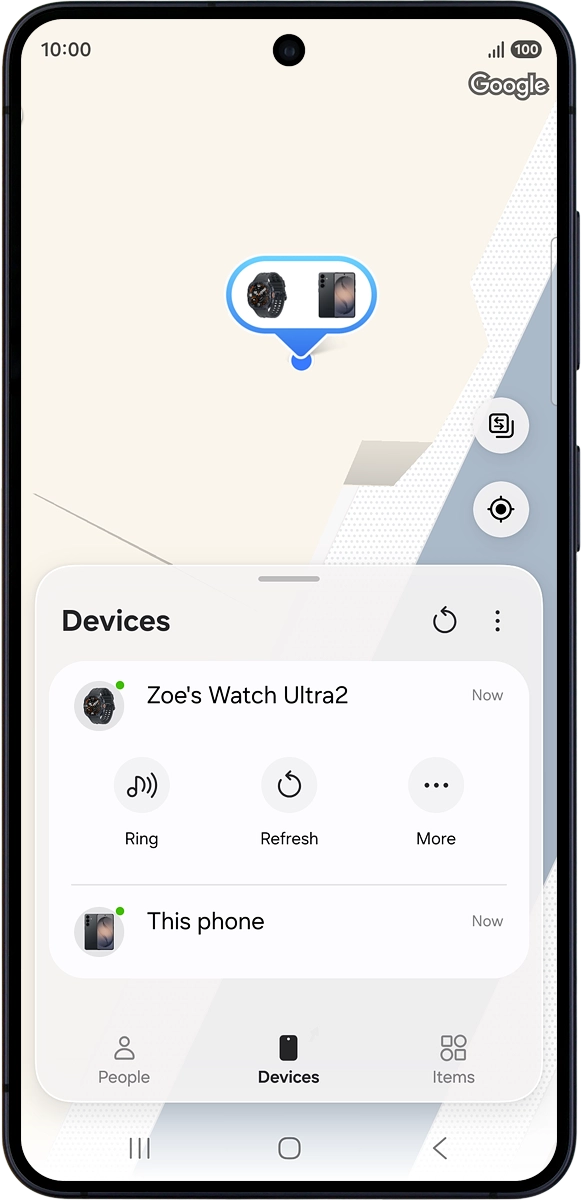 The latest position of your smartwatch is displayed on the map.