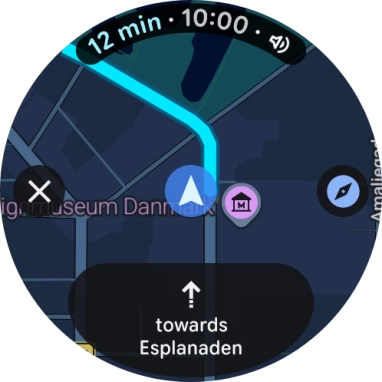 Press the route description icon to return to the directions.