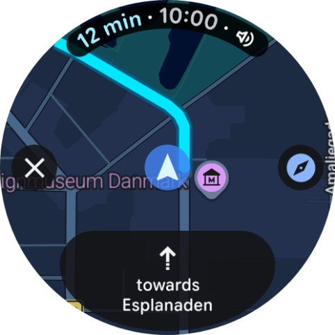 Press the route description icon to return to the directions.
