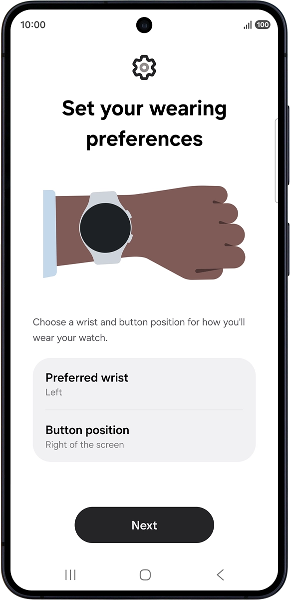 On your phone: Follow the instructions on the screen to select the required settings and press Next.