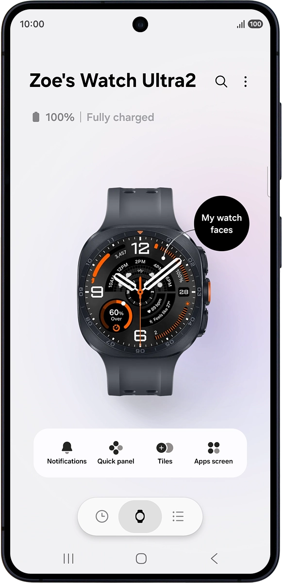 On your phone: When this screen is displayed, your smartwatch is activated and synchronised with your phone.
