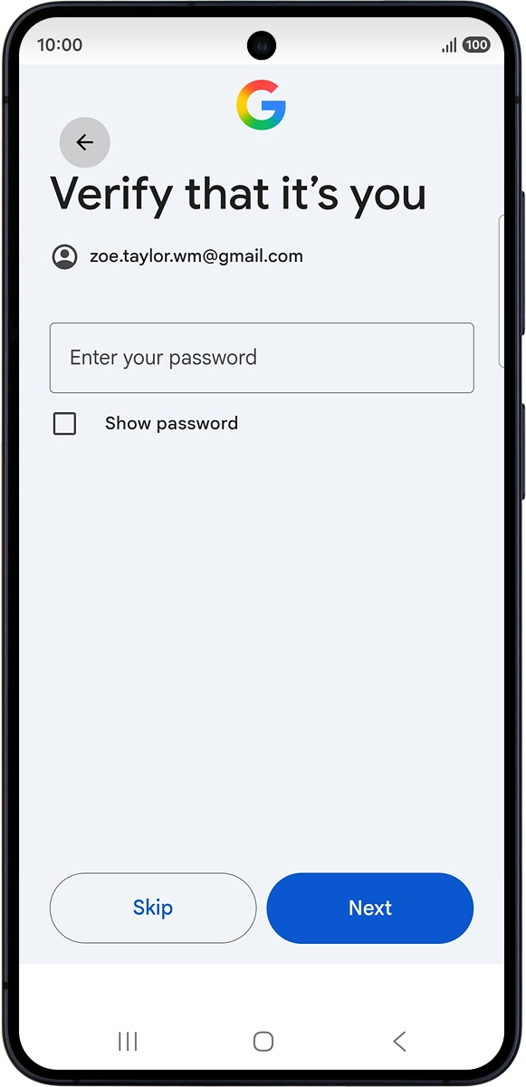 On your phone: Press Enter your password.