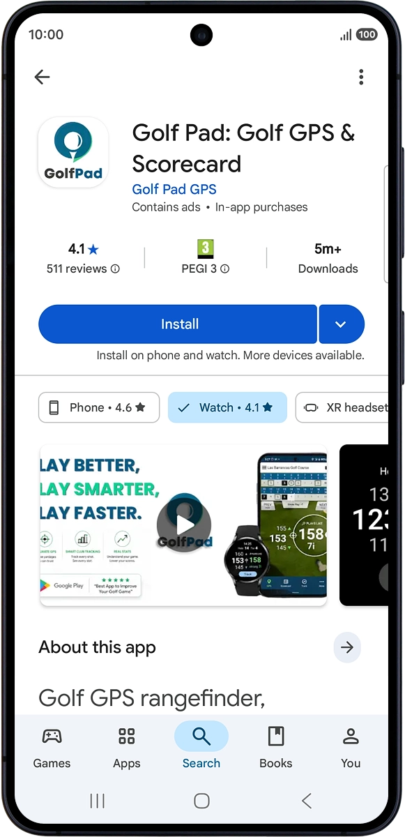 On your phone: Press Install and follow the instructions on the screen to install the app.
