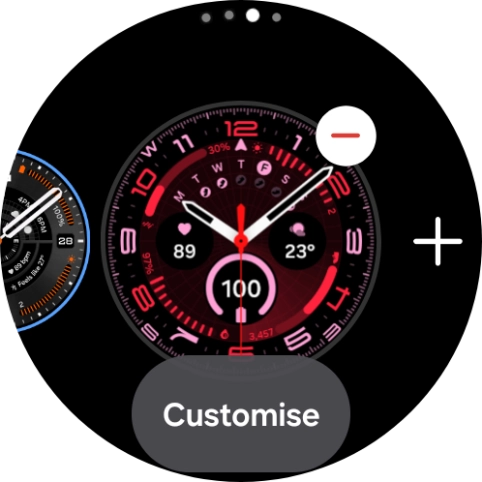 Press the required watch face.