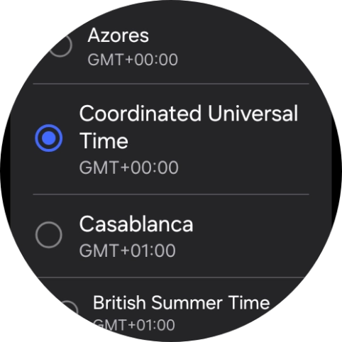 Press the required time zone.