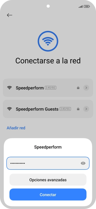 Introduce la contraseña de la red wifi y pulsa Conectar.