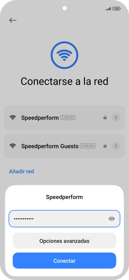 Introduce la contraseña de la red wifi y pulsa Conectar.