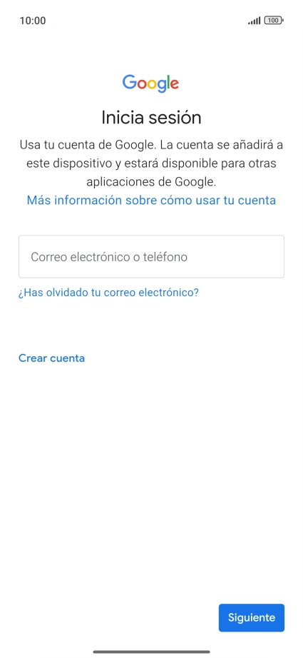 Si no tienes una cuenta de Google, pulsa Crear cuenta y sigue las indicaciones de la pantalla para ver cómo crear una cuenta nueva.