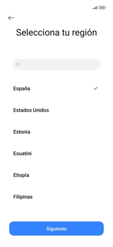 Pulsa el país o el área deseados.