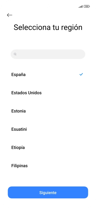 Pulsa el país o el área deseados.