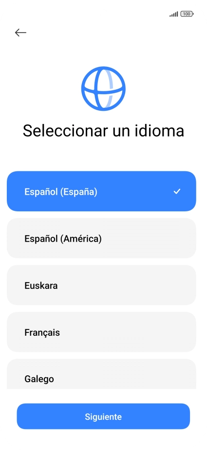 Pulsa el idioma deseado.