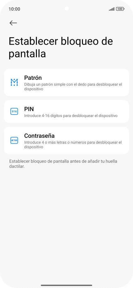 Pulsa el código de seguridad deseado.