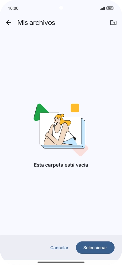 Si deseas crear una nueva carpeta, pulsa el icono de nueva carpeta y sigue las indicaciones de la pantalla para crearla.