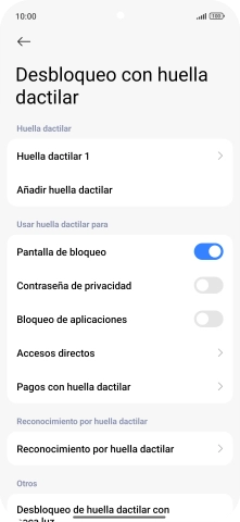 Pulsa  el indicador junto a los ajustes deseados para activarlos o desactivarlos.